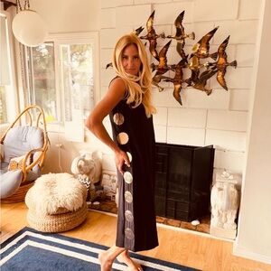 Tuckernuck Hyacinith House Black Maxi Dress with Gold Disc Detail